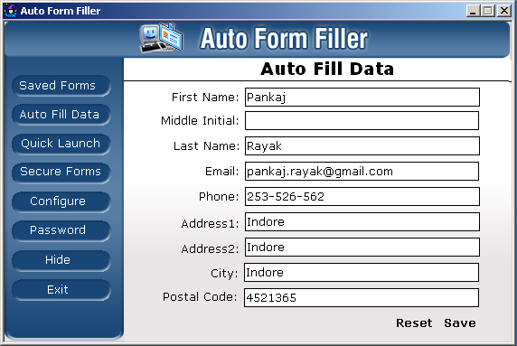 AutoFormFiller Pro Screenshot